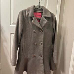 Betsey Johnson vintage Y2K double breasted pea coat - grey